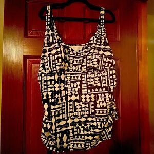 Black and White Tankini Top